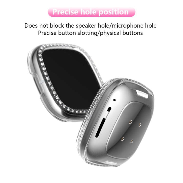 For Fitbit Versa 3 / Versa Sense Single Row Plating Diamonds PC Protective Case(Transparent)