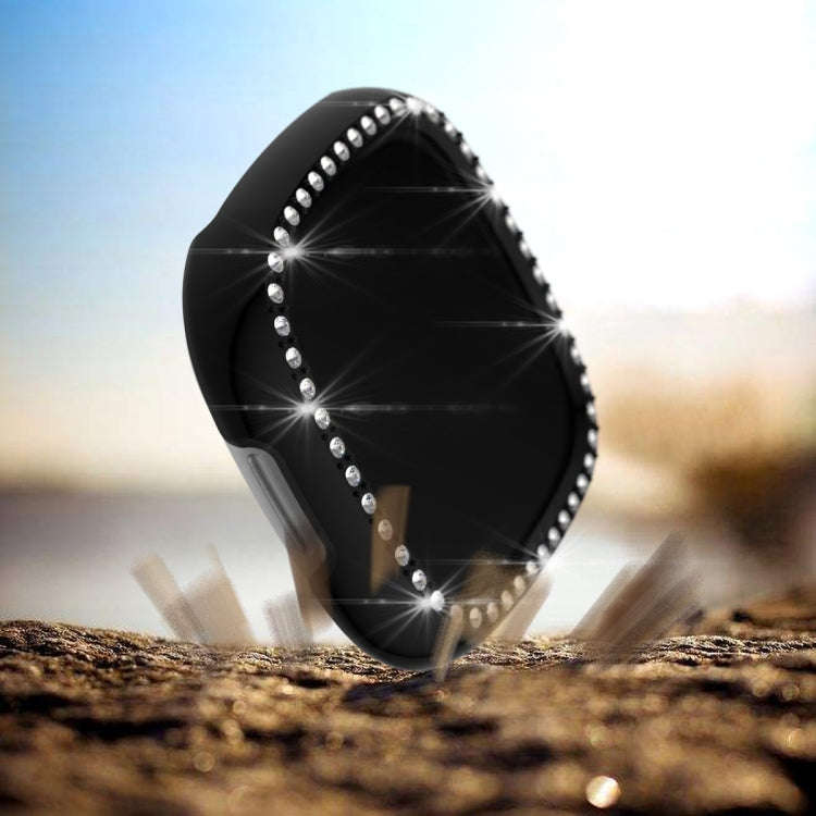 For Fitbit Versa 3 / Versa Sense Single Row Plating Diamonds PC Protective Case(Black)
