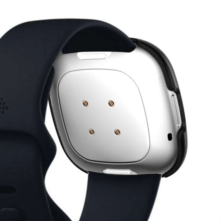 For Fitbit Versa 3 / Versa Sense Single Row Plating Diamonds PC Protective Case(Black)