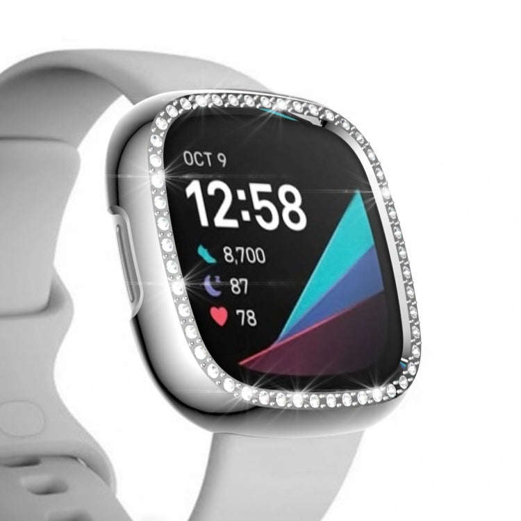 For Fitbit Versa 3 / Versa Sense Single Row Plating Diamonds PC Protective Case(Silver)
