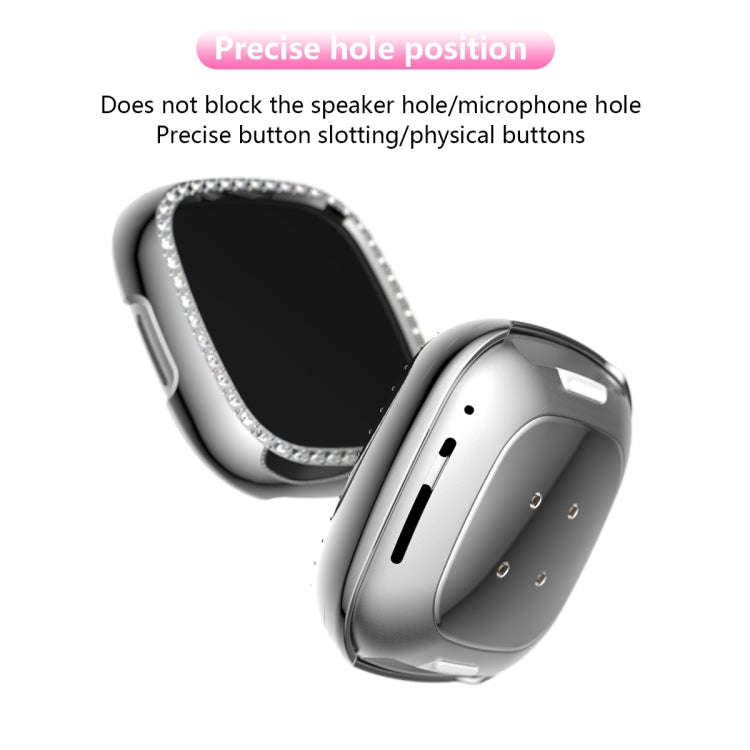 For Fitbit Versa 3 / Versa Sense Single Row Plating Diamonds PC Protective Case(Silver)