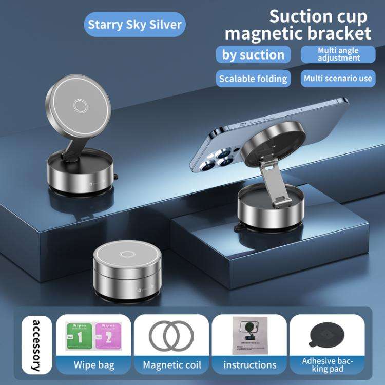 Q12 Foldable Vacuum MagSafe Magnetic Suction Cup Phone Holder(Silver)