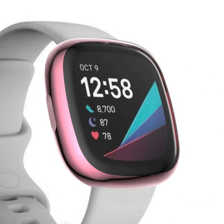 For Fitbit Versa 3 / Versa Sense Plating Full Package TPU Protective Case(Pink)