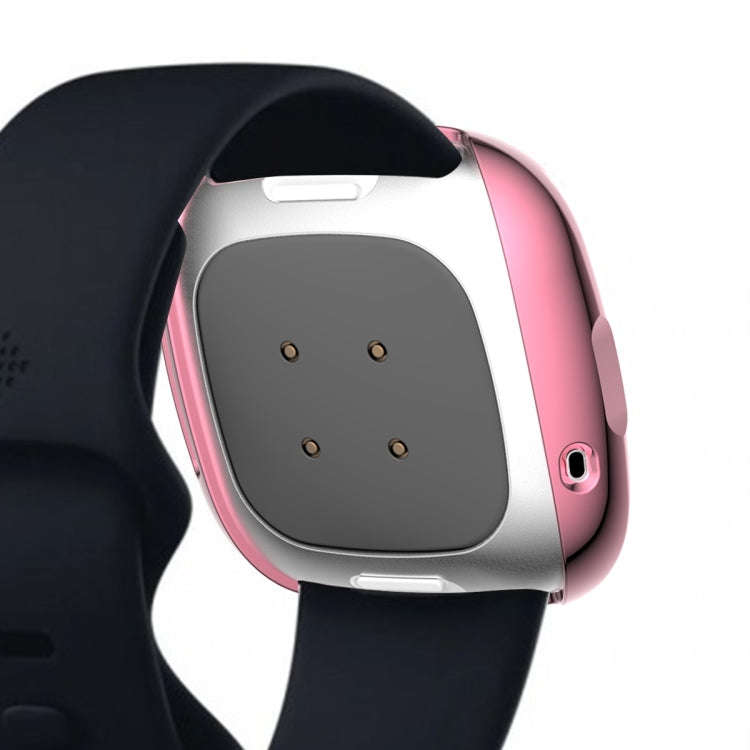 For Fitbit Versa 3 / Versa Sense Plating Full Package TPU Protective Case(Pink)