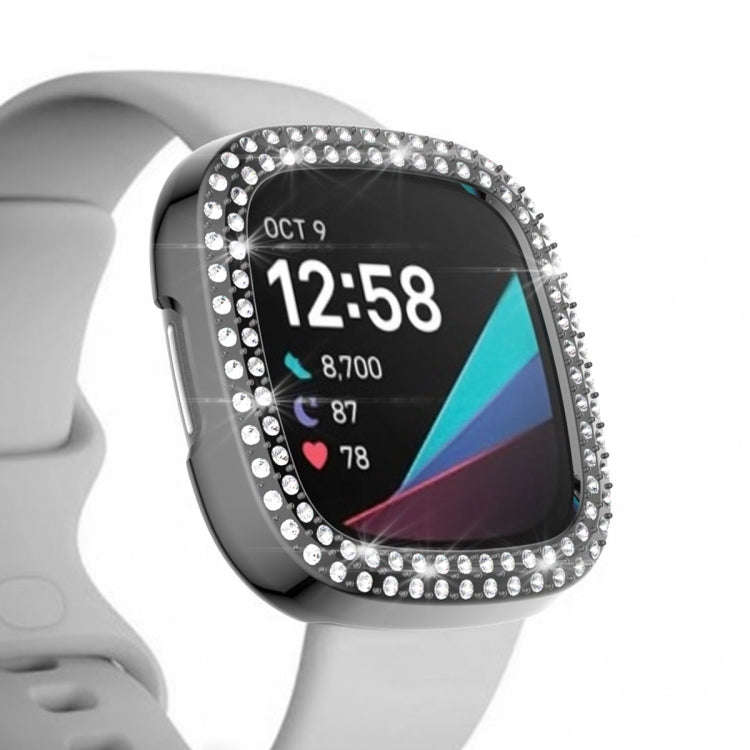 For Fitbit Versa 3 / Versa Sense Double Row Plating Diamonds PC Protective Case(Gray)