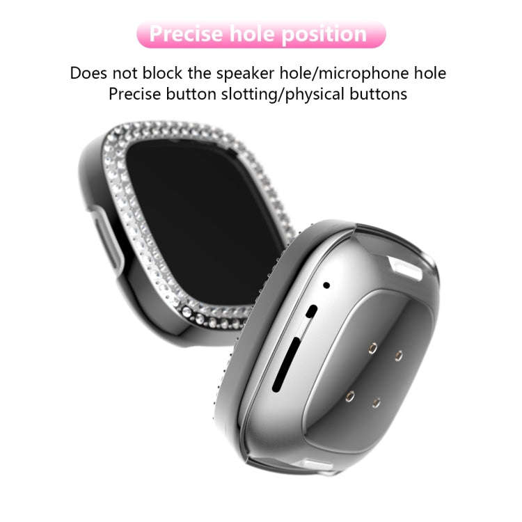 For Fitbit Versa 3 / Versa Sense Double Row Plating Diamonds PC Protective Case(Gray)