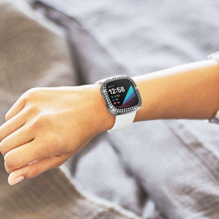 For Fitbit Versa 3 / Versa Sense Double Row Plating Diamonds PC Protective Case(Gray)