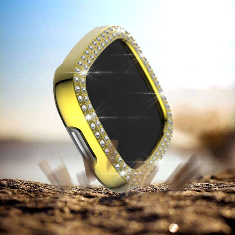 For Fitbit Versa 3 / Versa Sense Double Row Plating Diamonds PC Protective Case(Golden)