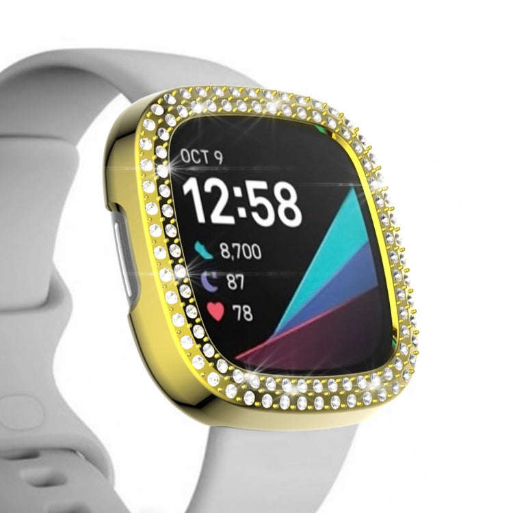 For Fitbit Versa 3 / Versa Sense Double Row Plating Diamonds PC Protective Case(Golden)