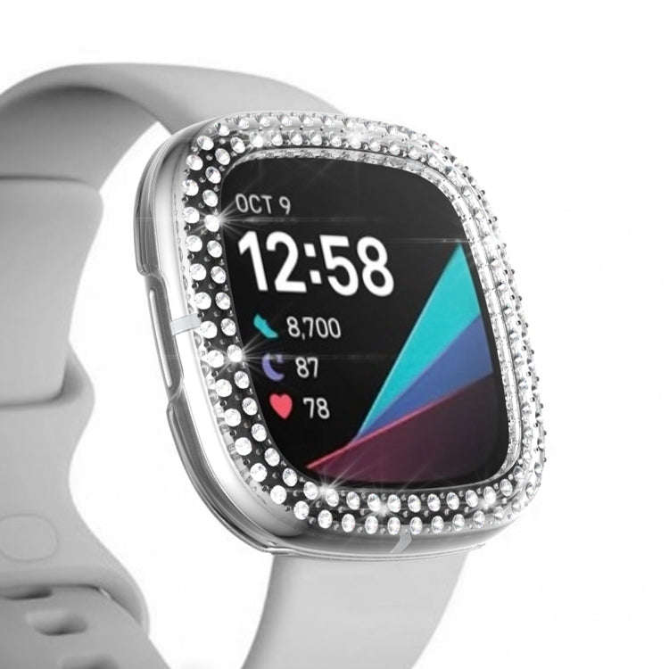 For Fitbit Versa 3 / Versa Sense Double Row Plating Diamonds PC Protective Case(Transparent)