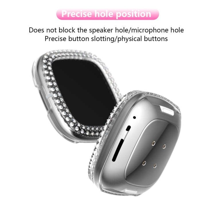 For Fitbit Versa 3 / Versa Sense Double Row Plating Diamonds PC Protective Case(Transparent)