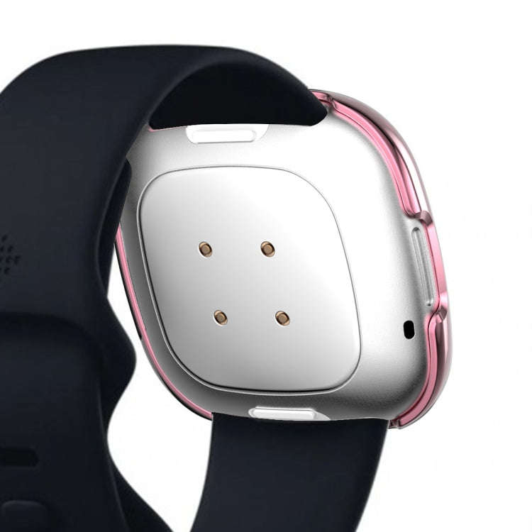 For Fitbit Versa 3 / Versa Sense Double Row Plating Diamonds PC Protective Case(Pink)