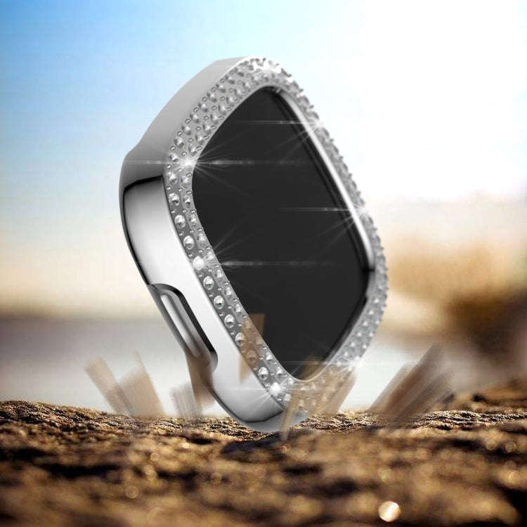 For Fitbit Versa 3 / Versa Sense Double Row Plating Diamonds PC Protective Case(Silver)