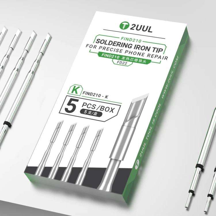 2uul 5 in 1 Soldering Iron Tips for Most C210 Soldering Station, Model:FD22 K