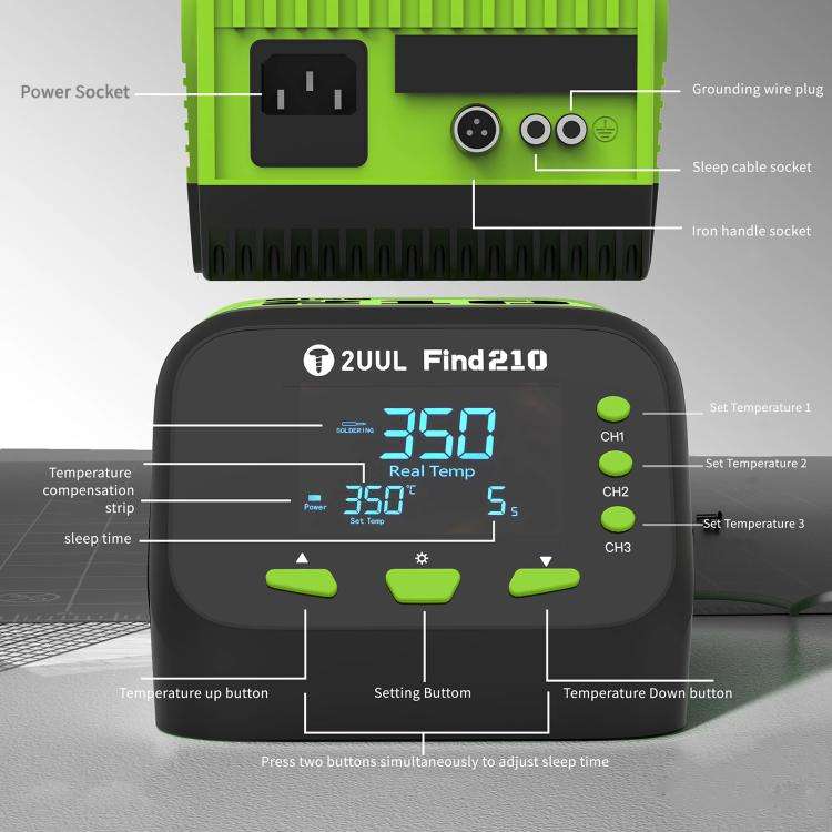2uul FD01 Find210 60W High-Power AC Transformer Soldering Station, Plug:UK Plug