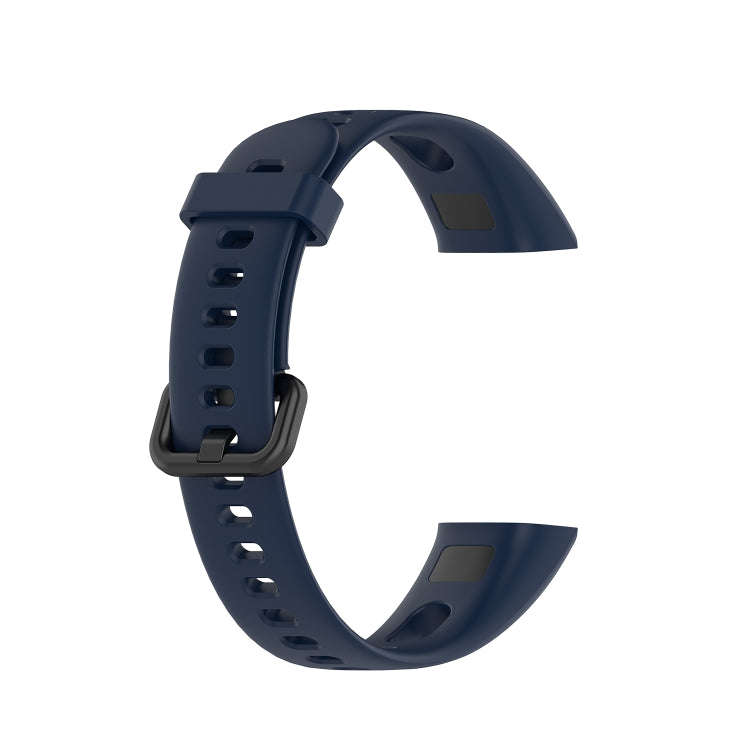 For Huawei Honor Band 5i / Band 4 Metal Buckle Silicone Watch Band, Size: Free Size(Midnight Blue)
