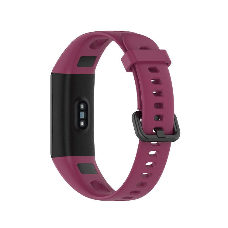For Huawei Honor Band 5i / Band 4 Metal Buckle Silicone Watch Band, Size: Free Size(Red Wine)