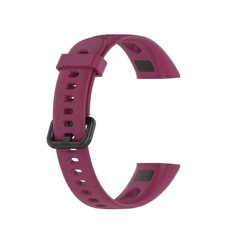 For Huawei Honor Band 5i / Band 4 Metal Buckle Silicone Watch Band, Size: Free Size(Red Wine)