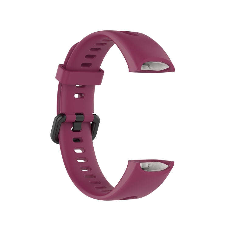 For Huawei Honor Band 5i / Band 4 Metal Buckle Silicone Watch Band, Size: Free Size(Red Wine)