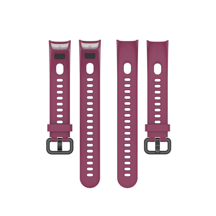 For Huawei Honor Band 5i / Band 4 Metal Buckle Silicone Watch Band, Size: Free Size(Red Wine)