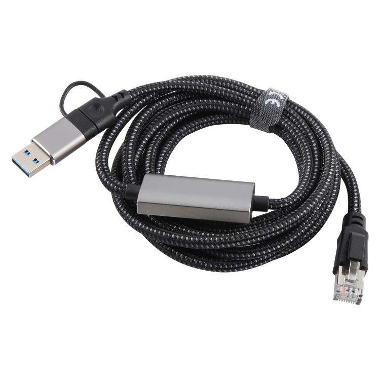 2m RJ45 to USB-C / Type-C Side Bend High Speed Network Card Ethernet Cable