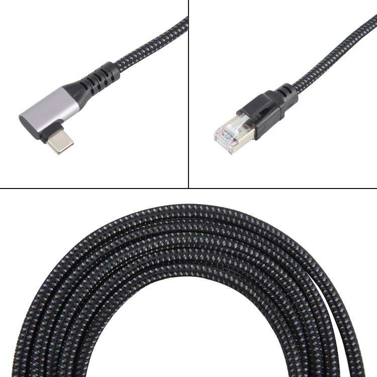 2m RJ45 to Type-C / USB 2-in-1 High Speed Network Card Ethernet Cable