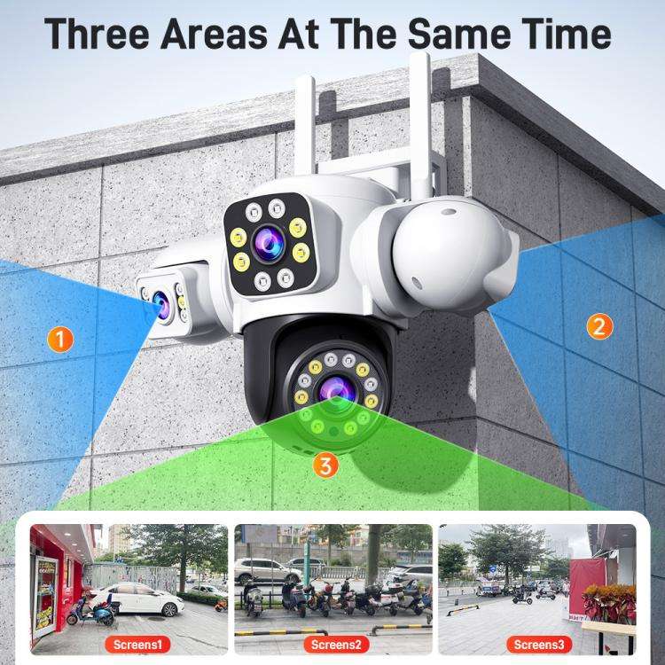 2MP HD 360 Degree Panorama 3 Lens IP66 Waterproof Wireless WiFi Camera, Memory:15 Days Memory Car...