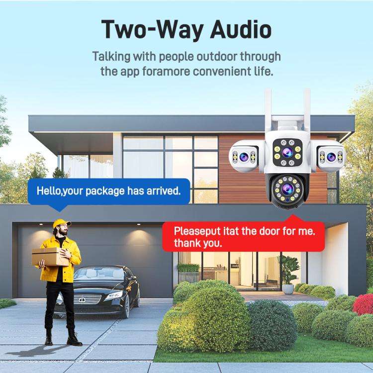 2MP HD 360 Degree Panorama 3 Lens IP66 Waterproof Wireless WiFi Camera, Memory:15 Days Memory Car...
