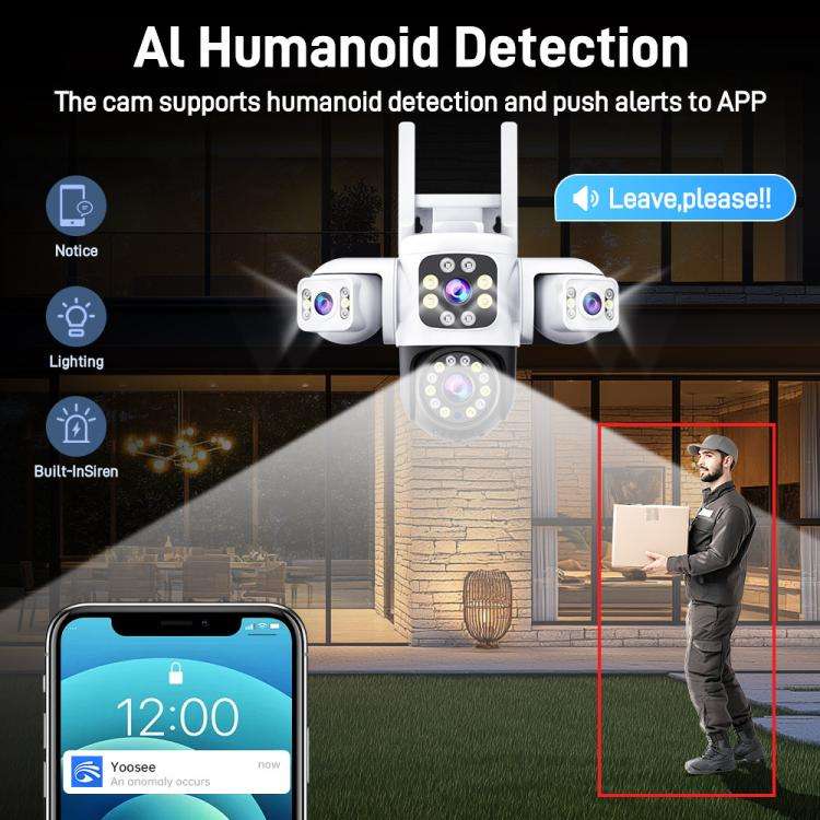 2MP HD 360 Degree Panorama 3 Lens IP66 Waterproof Wireless WiFi Camera, Memory:15 Days Memory Car...