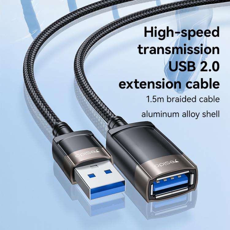 Yesido GS26 480Mbps High Speed USB2.0 Extension Cable, Length: 1.5m(Black)