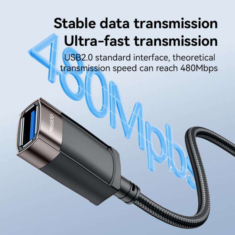 Yesido GS26 480Mbps High Speed USB2.0 Extension Cable, Length: 1.5m(Black)