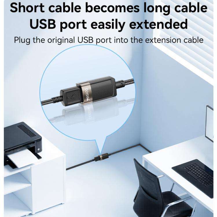 Yesido GS26 480Mbps High Speed USB2.0 Extension Cable, Length: 1.5m(Black)