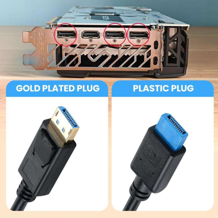 DisplayPort 8K DP1.4 Male to Male Connection Cable for Device Testing, Length:1m