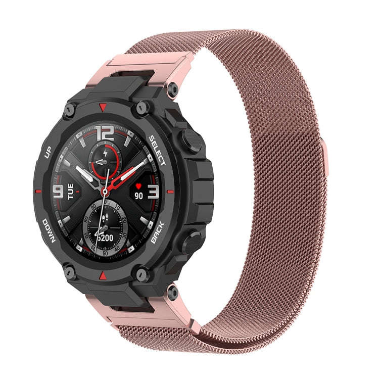 For Huami Amazfit T-Rex A1918 Milan Watch Band with Screwdriver(Rose Pink)