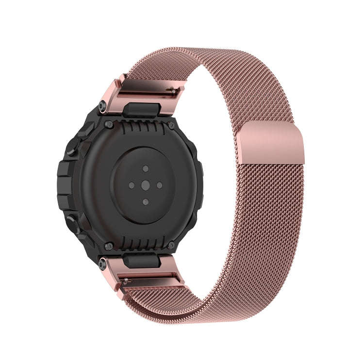 For Huami Amazfit T-Rex A1918 Milan Watch Band with Screwdriver(Rose Pink)