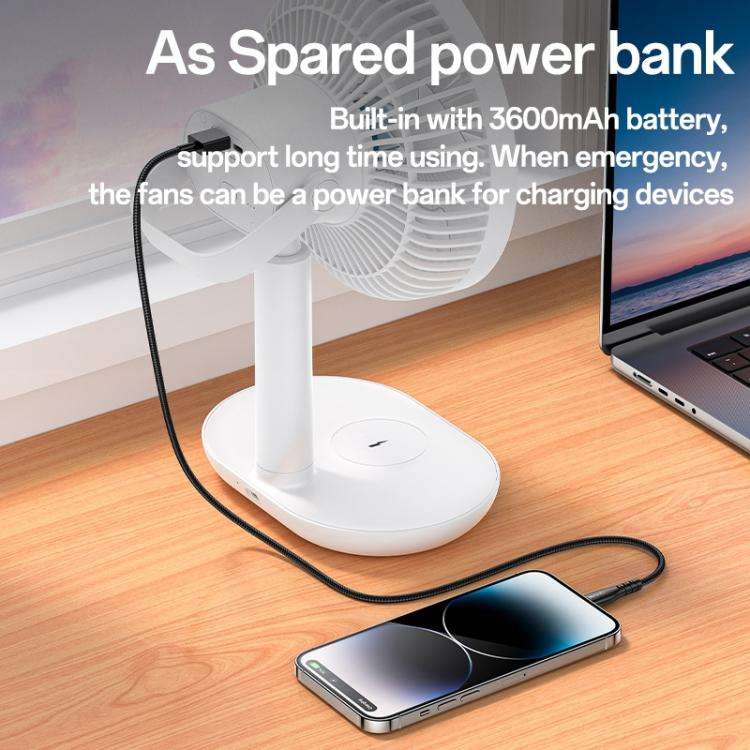 Yesido YF16 Desktop Brushless Fan with Wireless Charger(White)