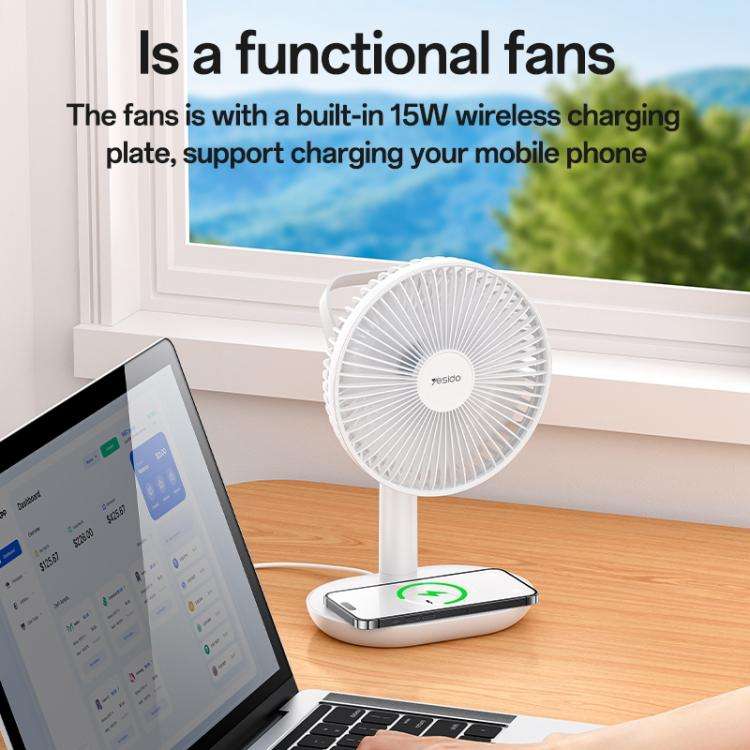 Yesido YF16 Desktop Brushless Fan with Wireless Charger(White)