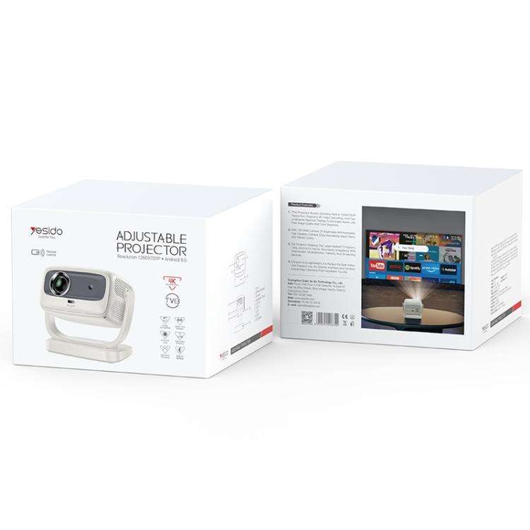Yesido TV13 1280x720P 190ANSI Android 9.0 Series Smart Projector, Plug:UK Plug(Beige)