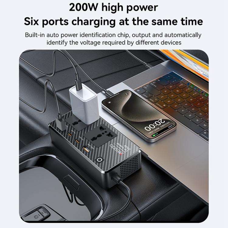 Yesido VC07 200W AC220V Multifunctional Car Inverter(Black)