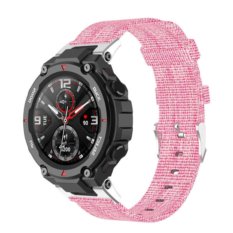 For Huami Amazfit Ares A1908 Nylon Canvas Replacement Strap with Screwdriver(Pink)