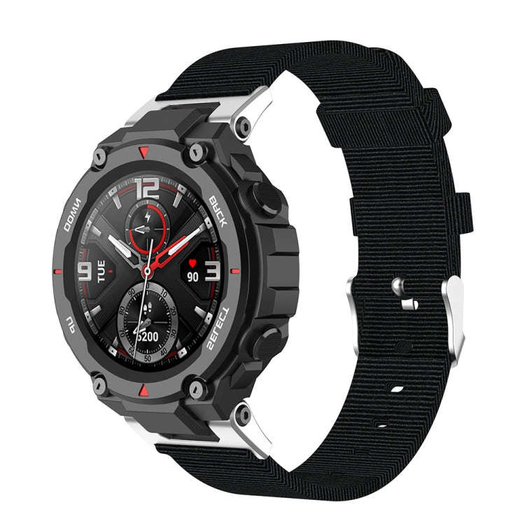 For Huami Amazfit Ares A1908 Nylon Canvas Replacement Strap with Screwdriver(Black)