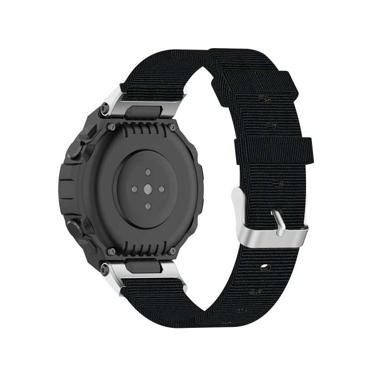 For Huami Amazfit Ares A1908 Nylon Canvas Replacement Strap with Screwdriver(Black)