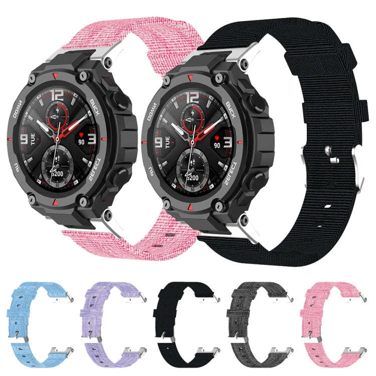 For Huami Amazfit Ares A1908 Nylon Canvas Replacement Strap with Screwdriver(Black)