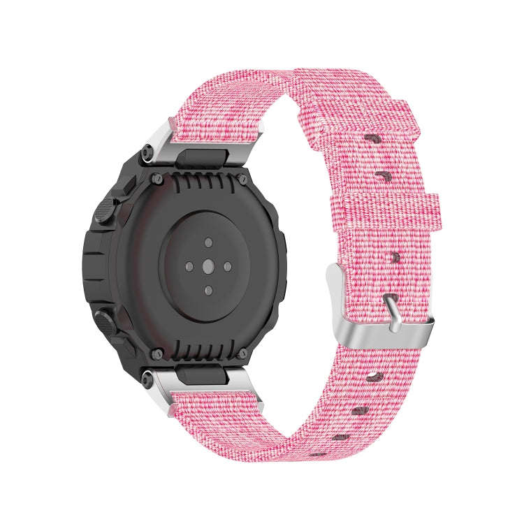 For Huami Amazfit T-Rex  A1918 Nylon Canvas Replacement Strap with Screwdriver(Pink)