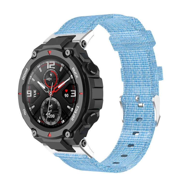 For Huami Amazfit T-Rex  A1918 Nylon Canvas Replacement Strap with Screwdriver(Light Blue)