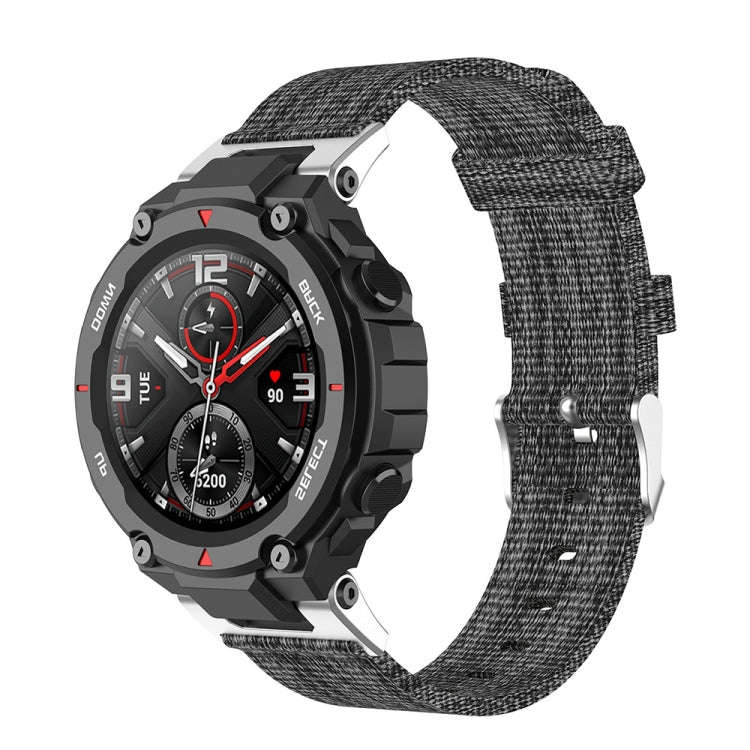For Huami Amazfit T-Rex  A1918 Nylon Canvas Replacement Strap with Screwdriver(Gray)