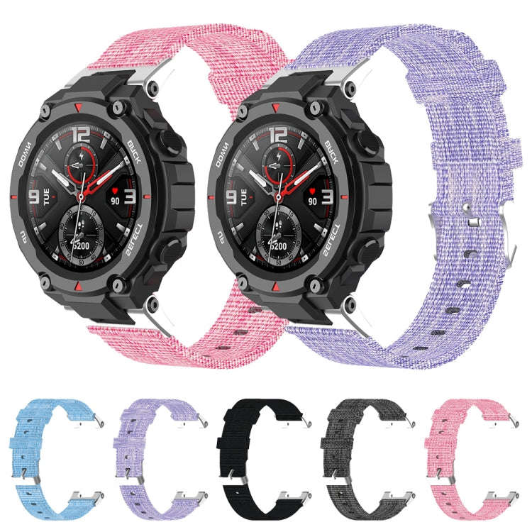 For Huami Amazfit T-Rex  A1918 Nylon Canvas Replacement Strap with Screwdriver(Pink)