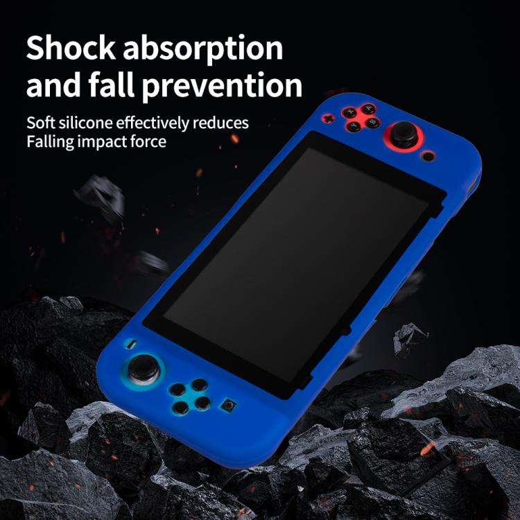 For Nintendo Switch Game Console Solid Color Silicone Full Protective Case(Blue)