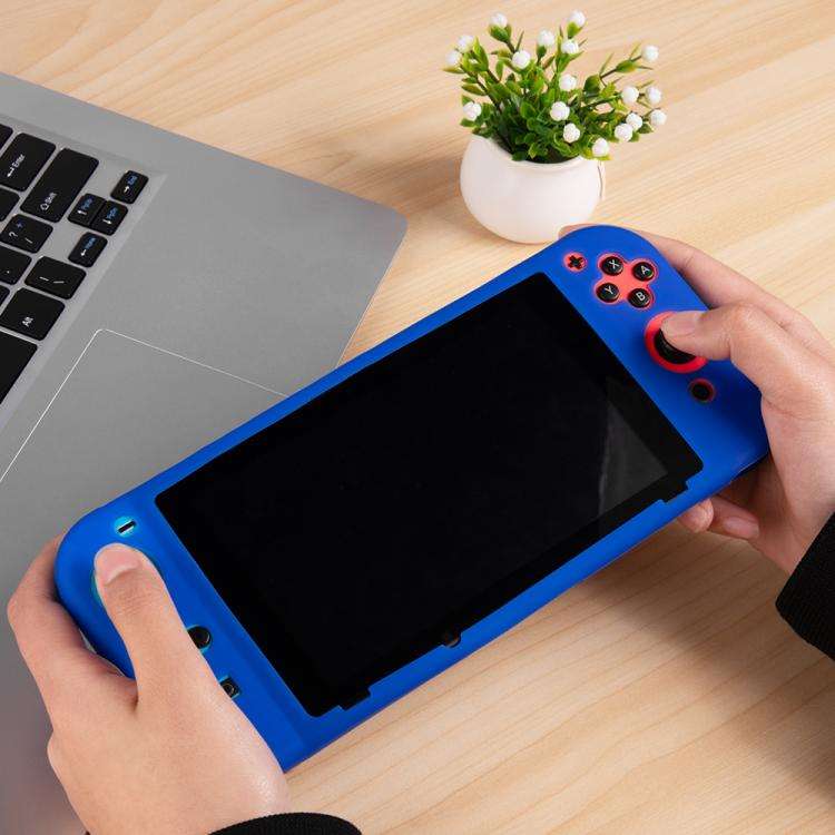 For Nintendo Switch Game Console Solid Color Silicone Full Protective Case(Blue)
