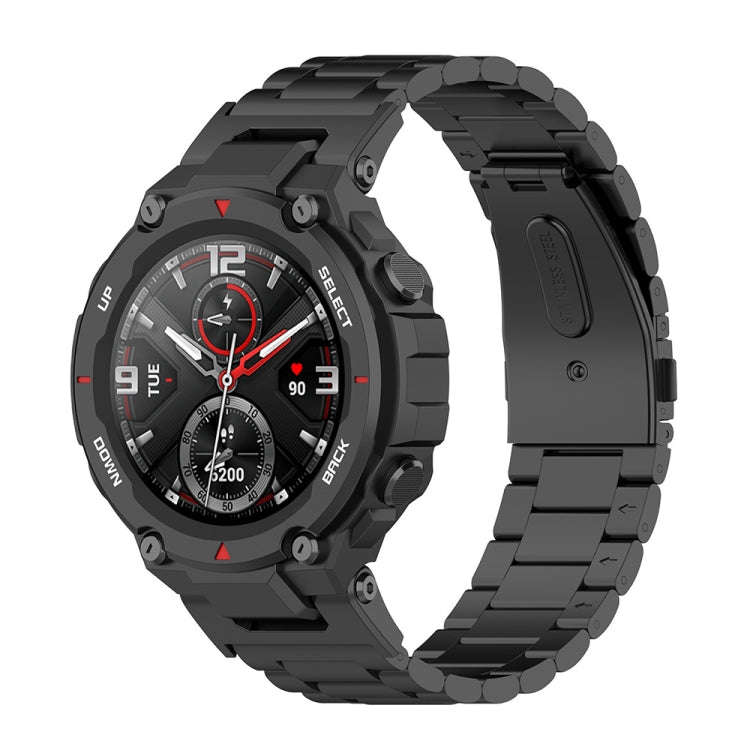 For Huami Amazfit Ares A1908 3-Beads Stainless Steel Watch Band with Screwdriver(Black)